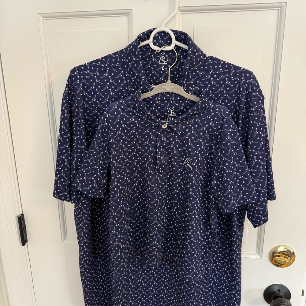 Rhoback Navy and White Patterned Polo